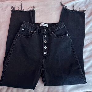 Abercrombie & Fitch Black High-Rise Button-Fly Jeans